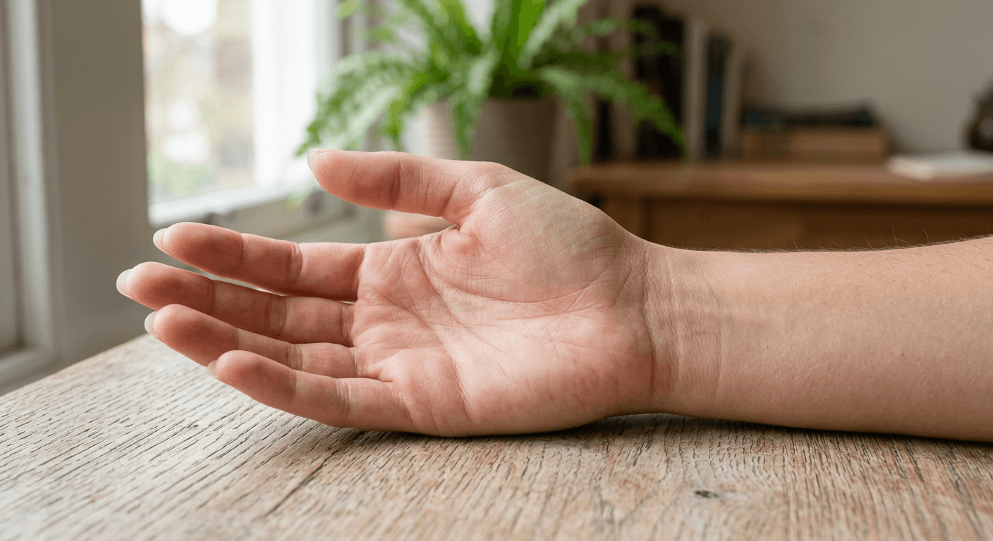A bare human hand before receiving an AI generated biomechanical tattoo design