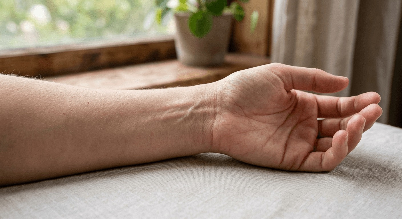 A bare wrist ready for an AI generated geometric tattoo visualization