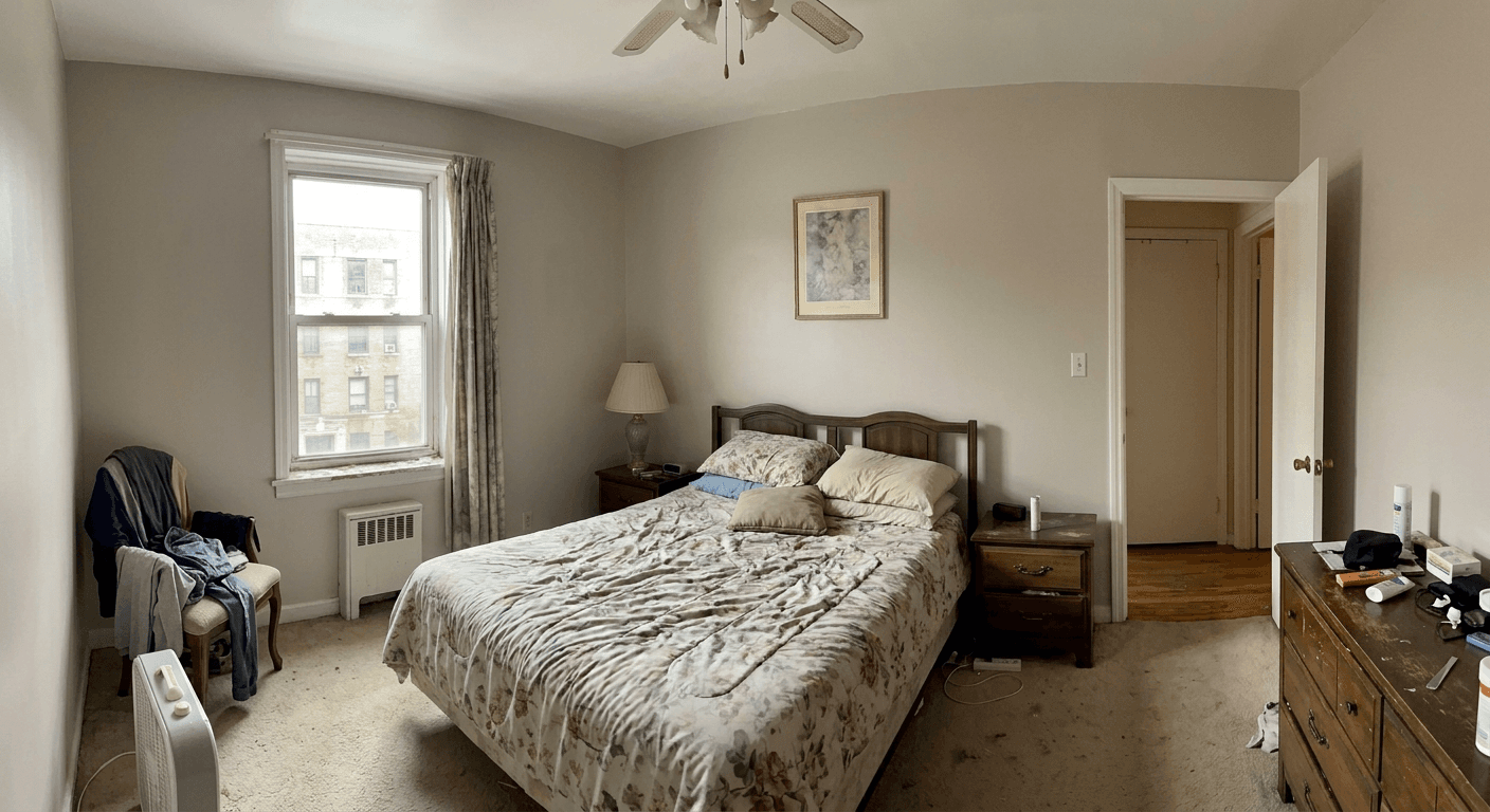 AI generated real estate photo by p20v.com showing the same room with appealing, soft neutral tone wall colors